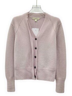 J30610 Burberry pink cashmere V-neck knitted cardigan jacket M size 95 new